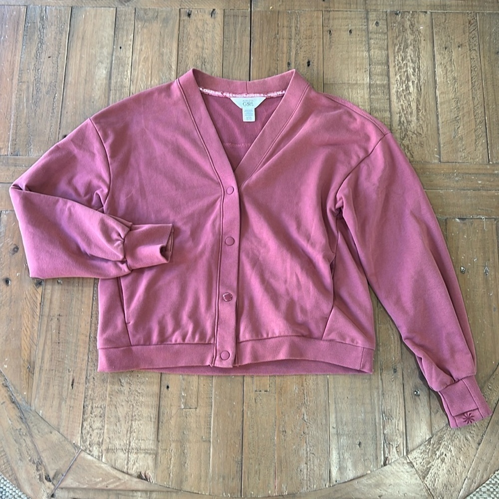 Athleta girls rose snap front cardigan sweatshirt
